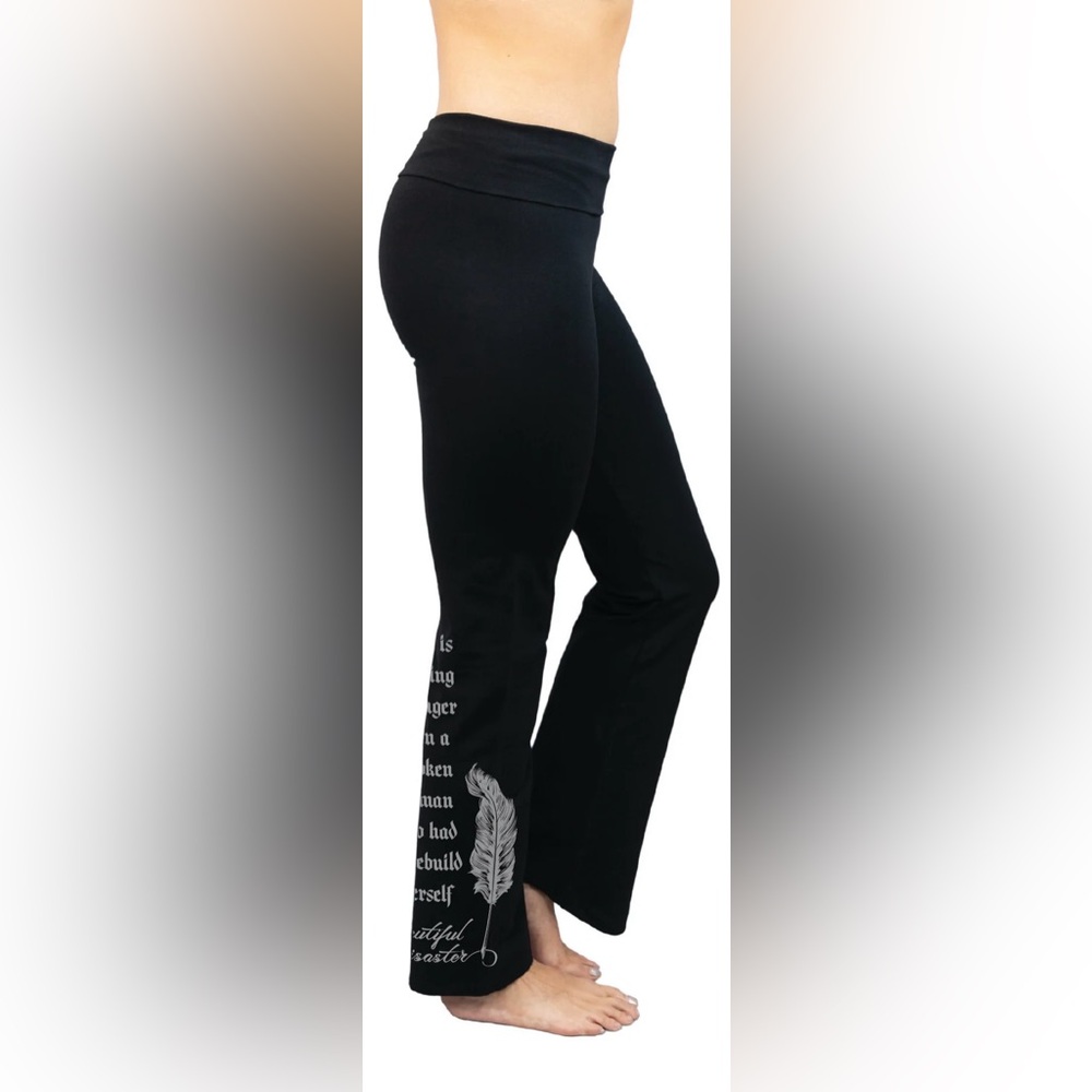 Chic Black Women's Leggings with Floral Detail (faded)